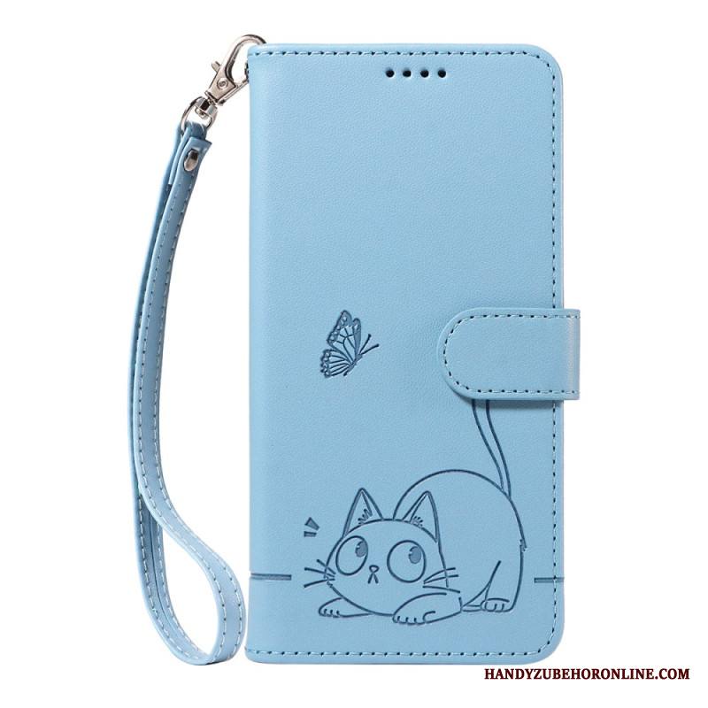 Nahkakotelo Xiaomi 15t Pro Kissan Muotoinen Hihna