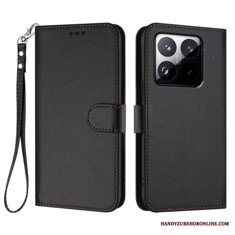 Nahkakotelo Xiaomi 15t Yksivärinen Hihnalla