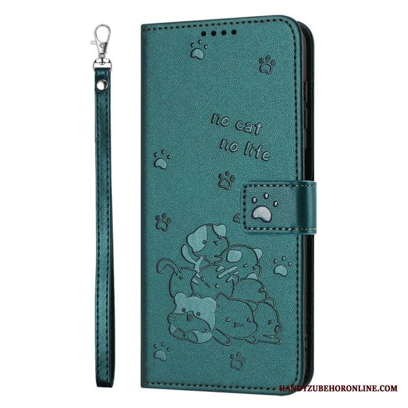 Nahkakotelo Xiaomi 17 Kissakuvio Ja Nauha