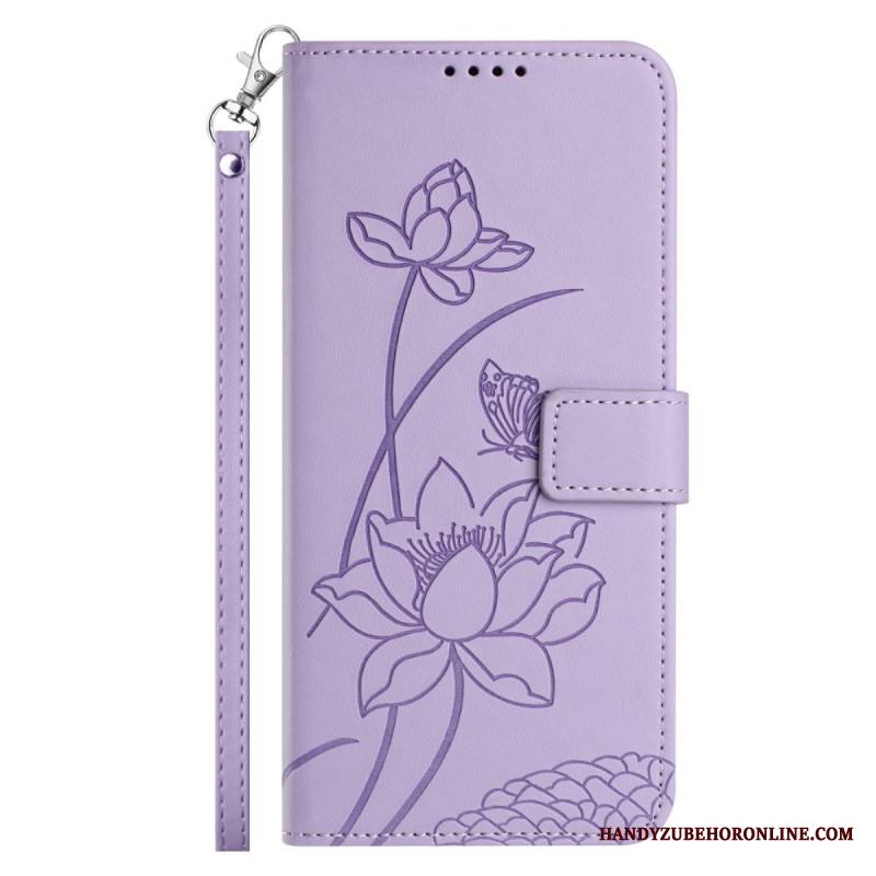 Nahkakotelo Xiaomi 17 Pro Lootuskuvio Ja Nauha