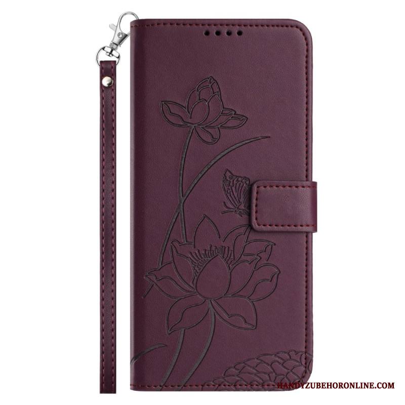 Nahkakotelo Xiaomi 17 Pro Lootuskuvio Ja Nauha