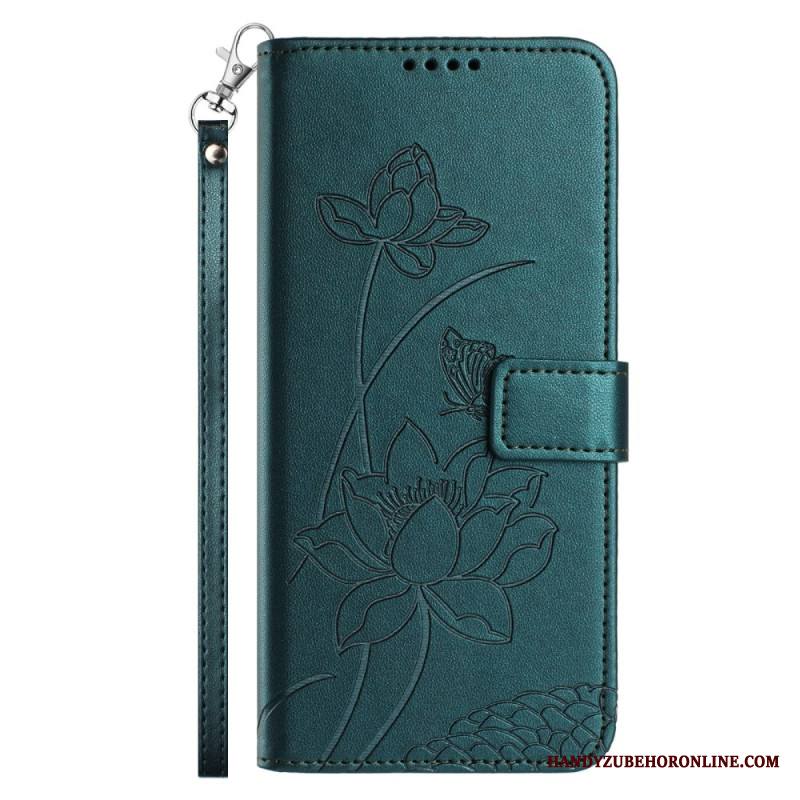 Nahkakotelo Xiaomi 17 Pro Lootuskuvio Ja Nauha