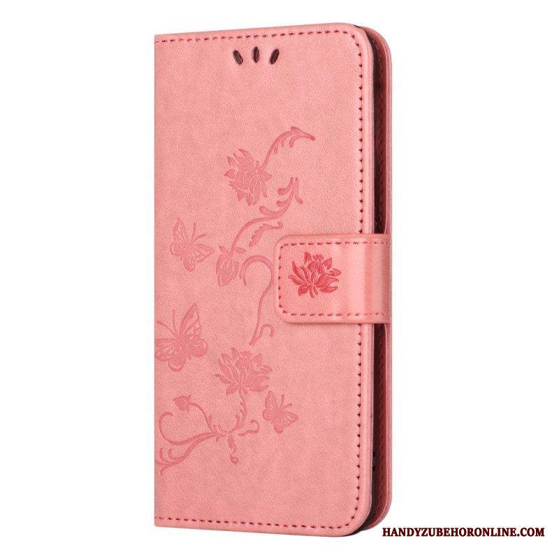 Nahkakotelo Xiaomi Redmi Note 12 Pro Suojaketju Kuori Strappy Kukka