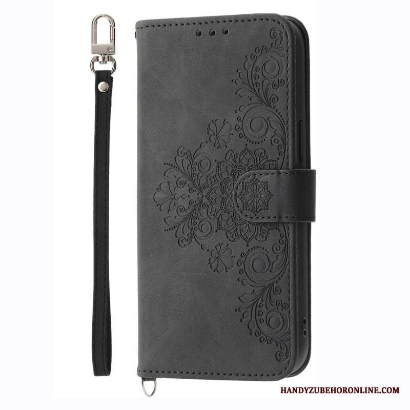 Nahkakotelo Xiaomi Redmi Note 14 4g Kukkakuvio Ja Hihnat