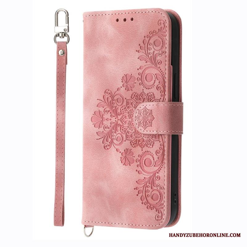 Nahkakotelo Xiaomi Redmi Note 14 4g Kukkakuvio Ja Hihnat