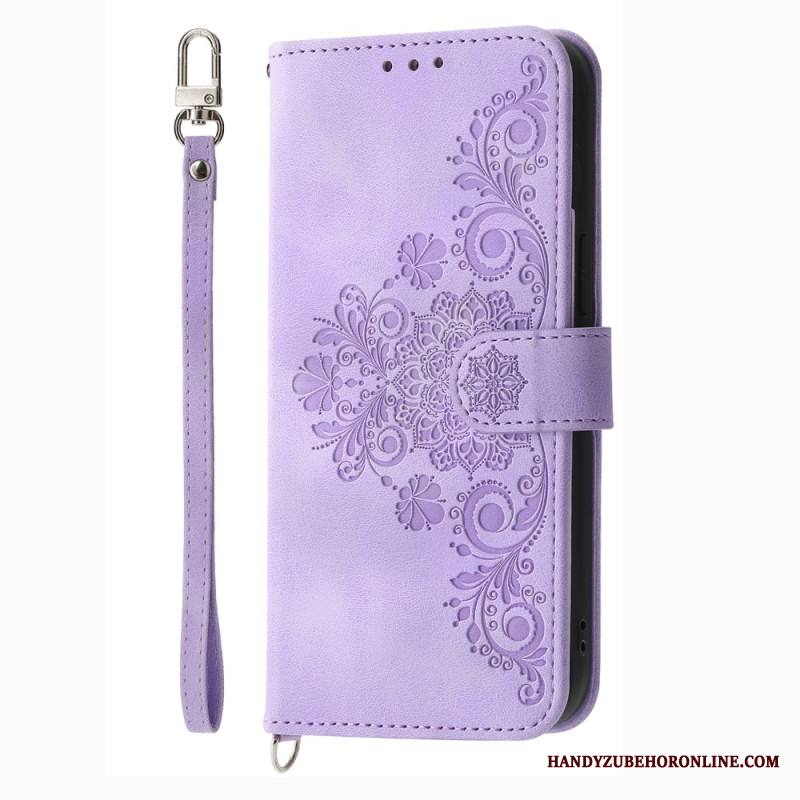 Nahkakotelo Xiaomi Redmi Note 14 4g Kukkakuvio Ja Hihnat