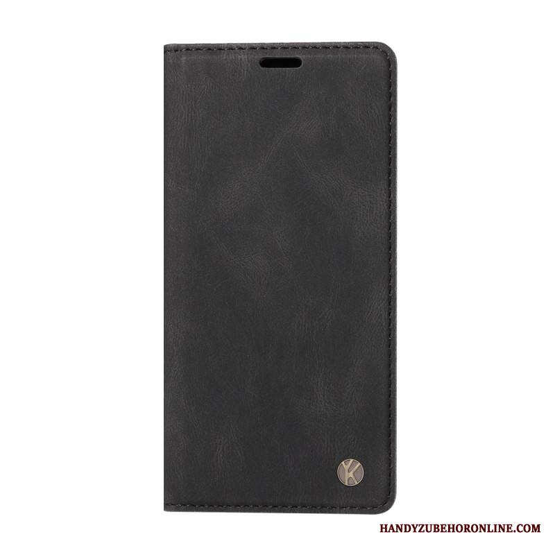 Nahkakotelo Xiaomi Redmi Note 14 4g Ykatu Ruskea Mokkanahkakuvio Suojakuori