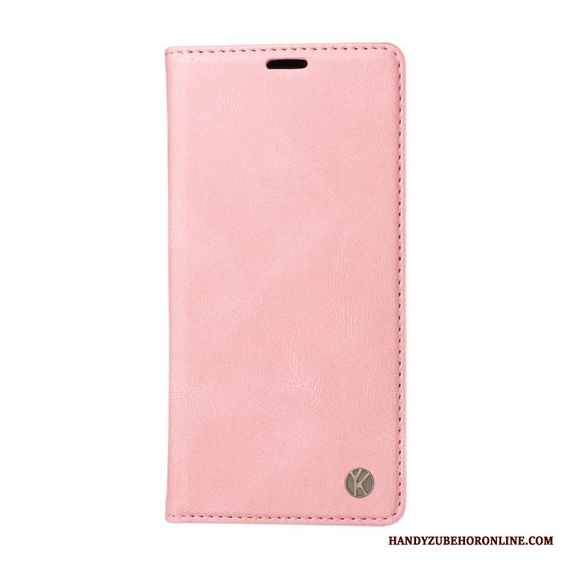 Nahkakotelo Xiaomi Redmi Note 14 4g Ykatu Ruskea Mokkanahkakuvio Suojakuori