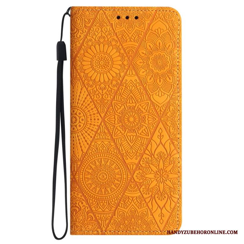 Nahkakotelo Xiaomi Redmi Note 14 5g Etninen Tyyli Hihnalla