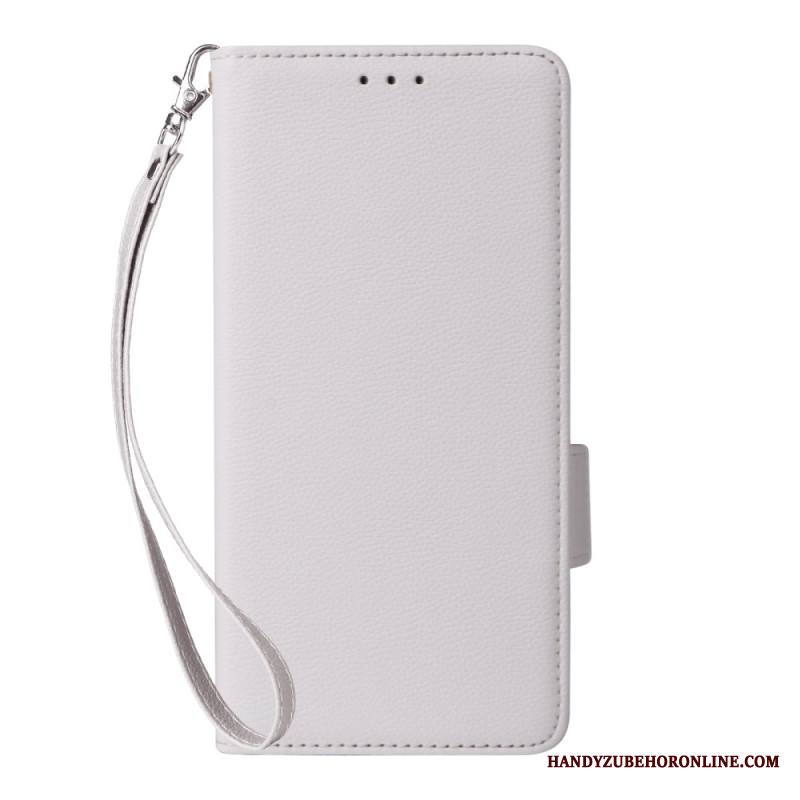 Nahkakotelo Xiaomi Redmi Note 15 Pro Plus 5g Litsi-keinonahka Hihnalla