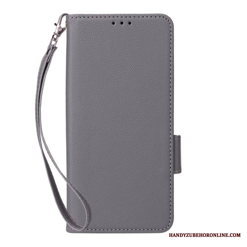 Nahkakotelo Xiaomi Redmi Note 15 Pro Plus 5g Litsi-keinonahka Hihnalla