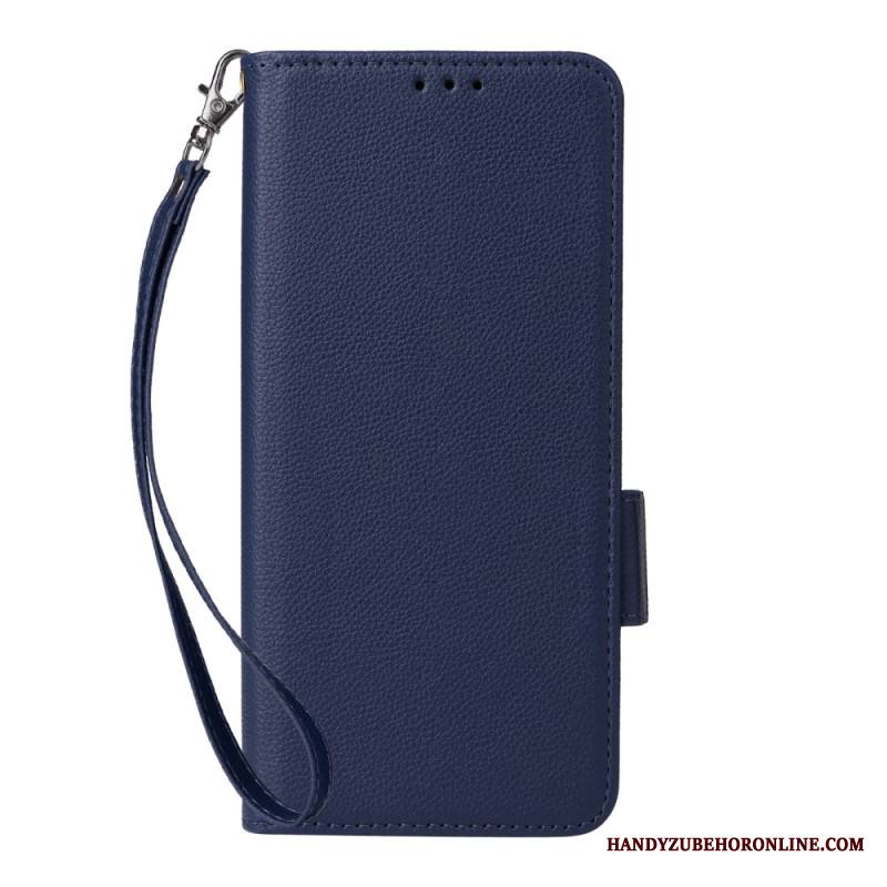 Nahkakotelo Xiaomi Redmi Note 15 Pro Plus 5g Litsi-keinonahka Hihnalla