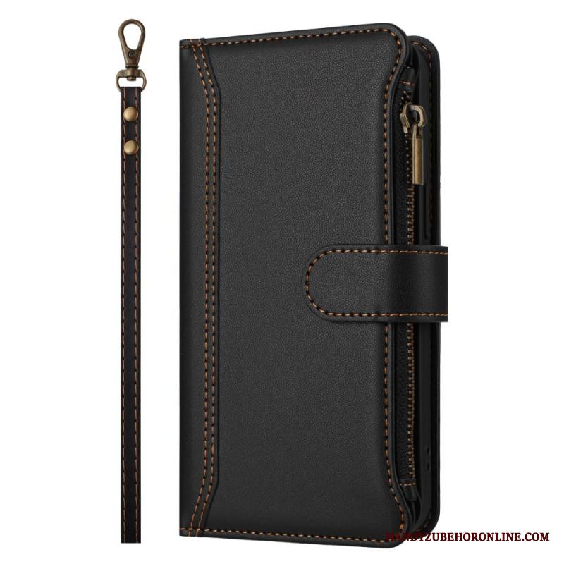 Nahkakotelo iPhone 17 Pro 9 Kortin Lokeron Lompakko Ja Nauha