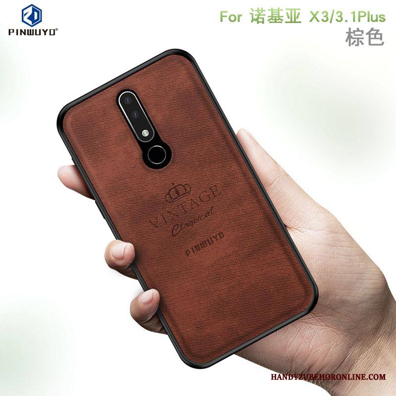Nokia 3.1 Plus Kuori Harmaa Pesty Suede Puhelimen Kuoret Pehmeä Neste Kukkakuvio Uusi Ultra