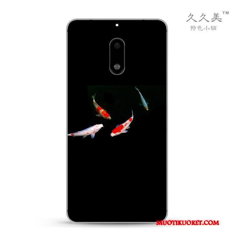 Nokia 6 Kuori Kotelo Pehmeä Neste Silikoni Suojaus Erityinen Musta Kiinalainen Tyyli