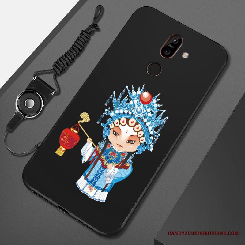 Nokia 7 Plus Kuori Maalaus Pehmeä Neste Puhelimen Kuoret Trendi Sarjakuva Musta