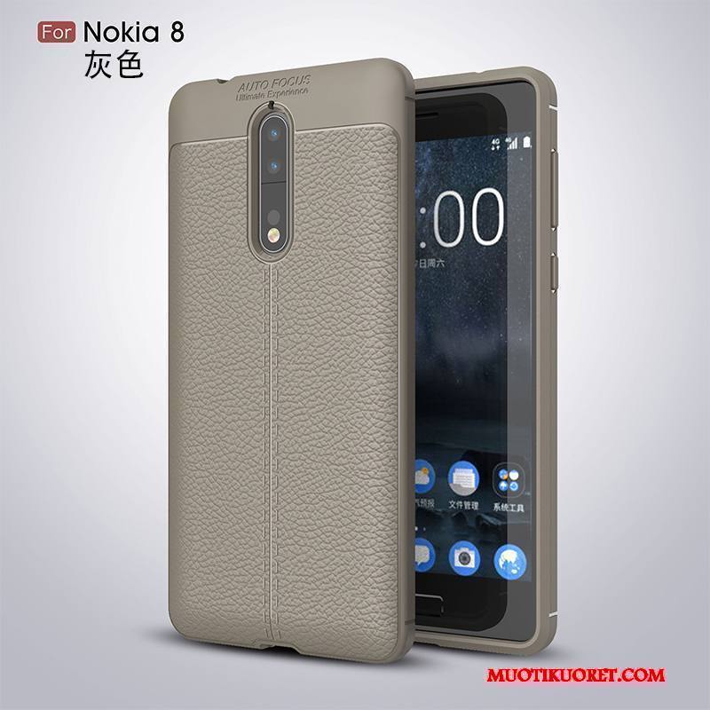 Nokia 8 Kotelo Silikoni Pehmeä Neste Musta All Inclusive Kuori Puhelimen Kuoret