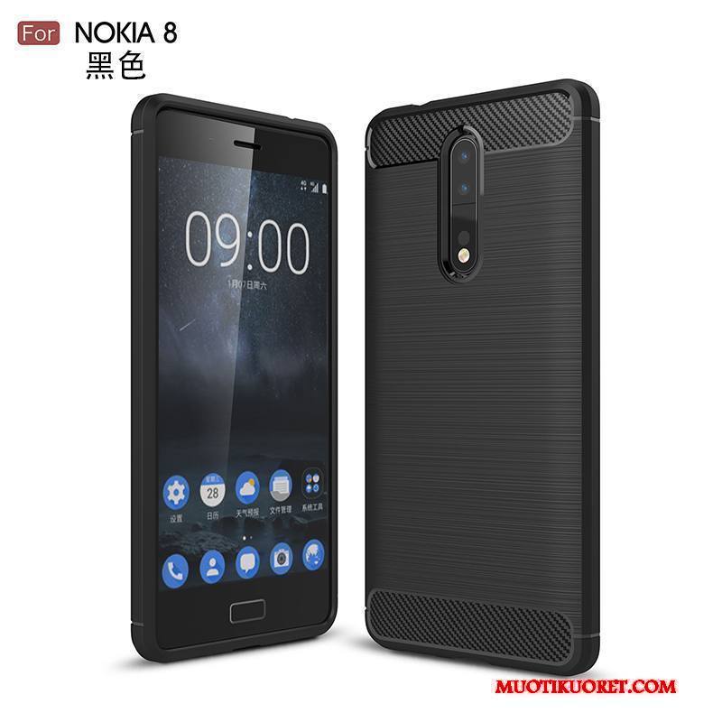 Nokia 8 Kotelo Silikoni Pehmeä Neste Musta All Inclusive Kuori Puhelimen Kuoret