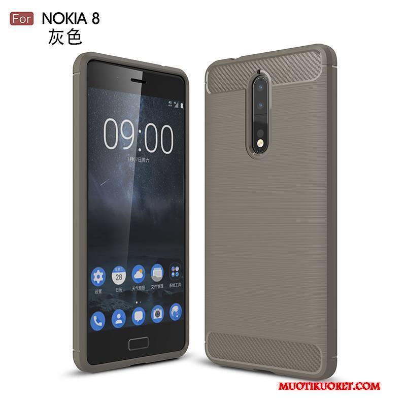 Nokia 8 Kotelo Silikoni Pehmeä Neste Musta All Inclusive Kuori Puhelimen Kuoret