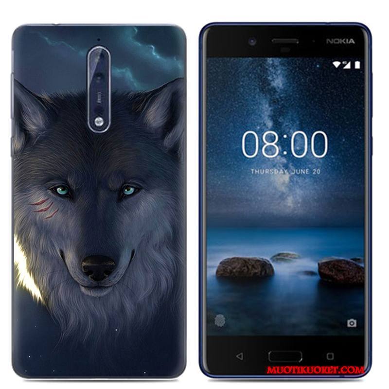 Nokia 8 Suojaus Pehmeä Neste Puhelimen Kuori Persoonallisuus Valkoinen Sarjakuva