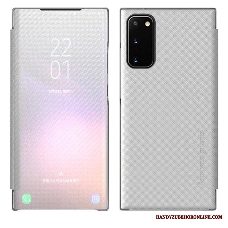 Puhelinkuoret Samsung Galaxy S20 Plus / S20 Plus 5G Kotelot Flip Läpinäkyvä Hiilikuitu