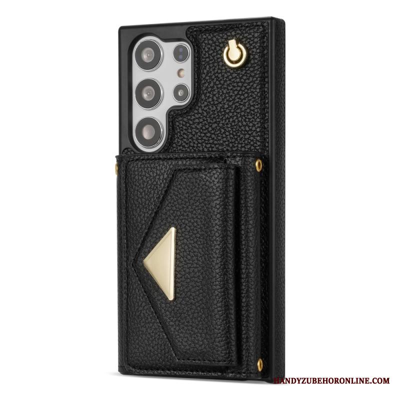 Puhelinkuoret Samsung Galaxy S25 Ultra 5g Nahkaefekti Korttikotelolla Ja Hihnalla