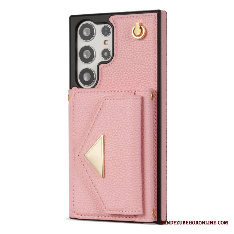 Puhelinkuoret Samsung Galaxy S25 Ultra 5g Nahkaefekti Korttikotelolla Ja Hihnalla