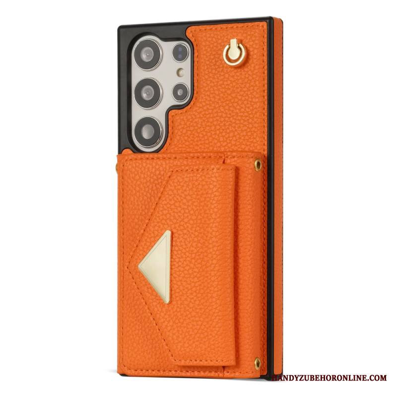 Puhelinkuoret Samsung Galaxy S25 Ultra 5g Nahkaefekti Korttikotelolla Ja Hihnalla