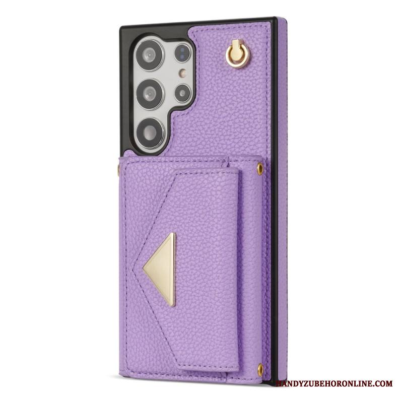 Puhelinkuoret Samsung Galaxy S25 Ultra 5g Nahkaefekti Korttikotelolla Ja Hihnalla