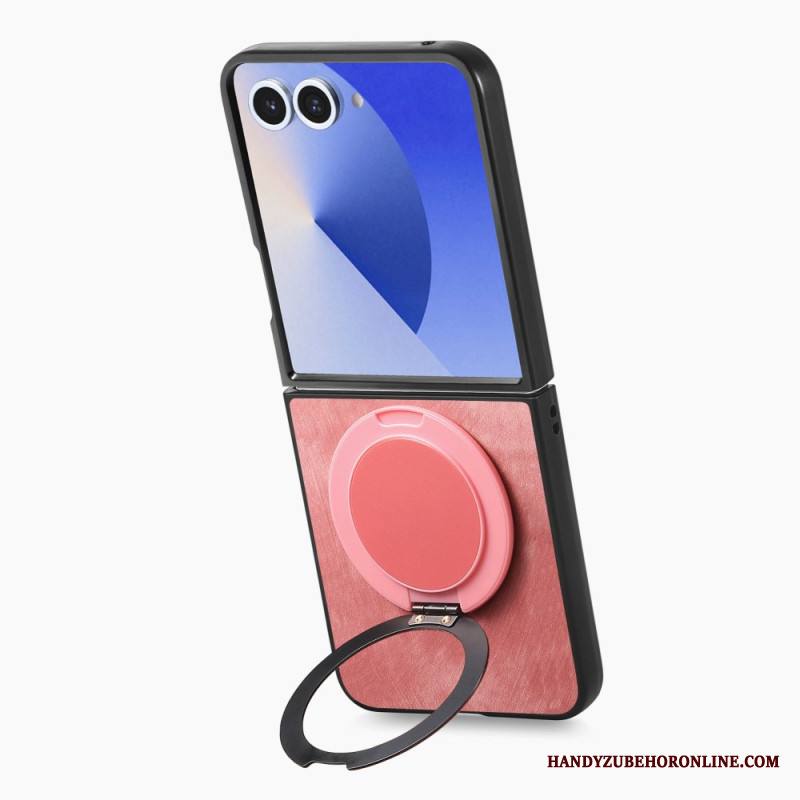 Puhelinkuoret Samsung Galaxy Z Flip 7 Nahkaefekti Pyörivällä Jalustalla