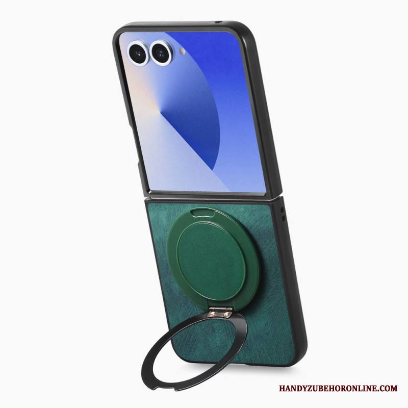Puhelinkuoret Samsung Galaxy Z Flip 7 Nahkaefekti Pyörivällä Jalustalla