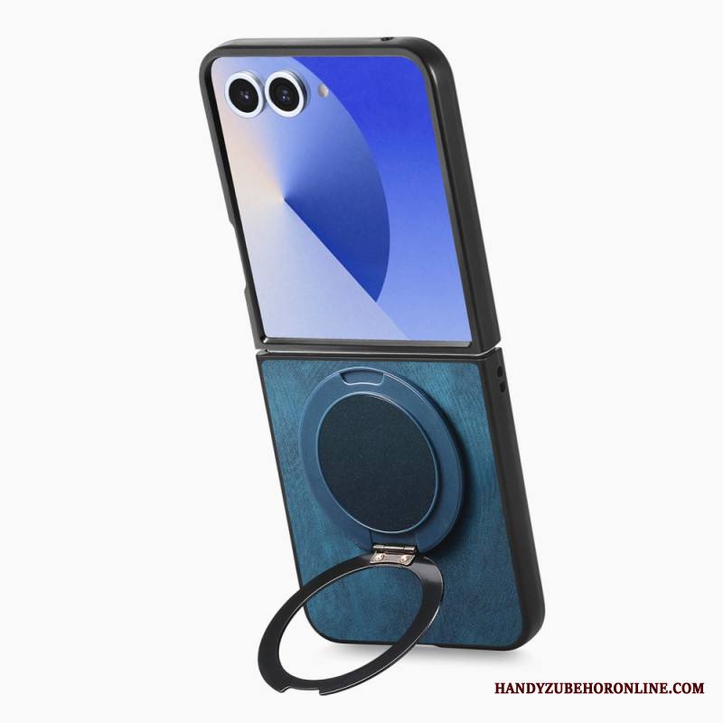 Puhelinkuoret Samsung Galaxy Z Flip 7 Nahkaefekti Pyörivällä Jalustalla