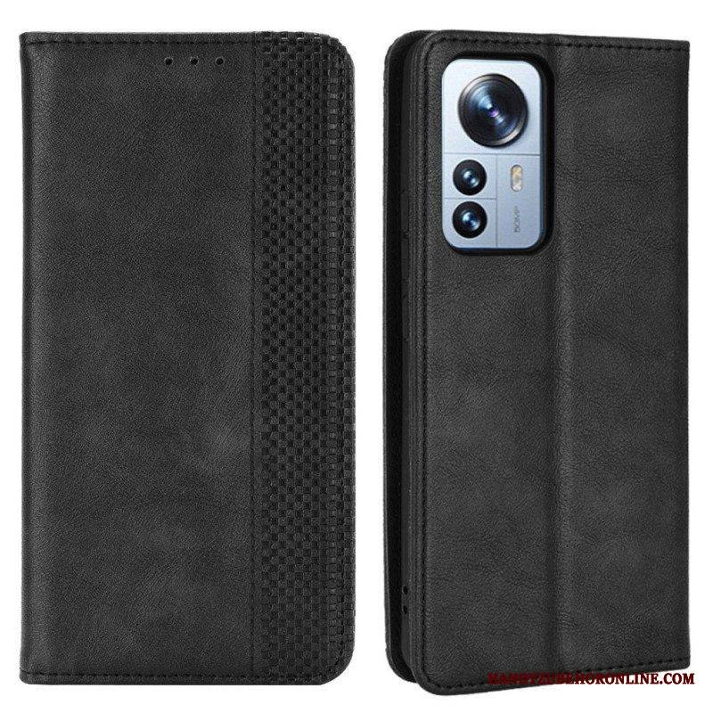 Puhelinkuoret Xiaomi 12 Pro Kotelot Flip Tyylitelty Vintage-nahkaefekti