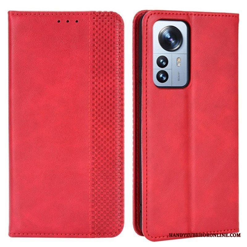 Puhelinkuoret Xiaomi 12 Pro Kotelot Flip Tyylitelty Vintage-nahkaefekti