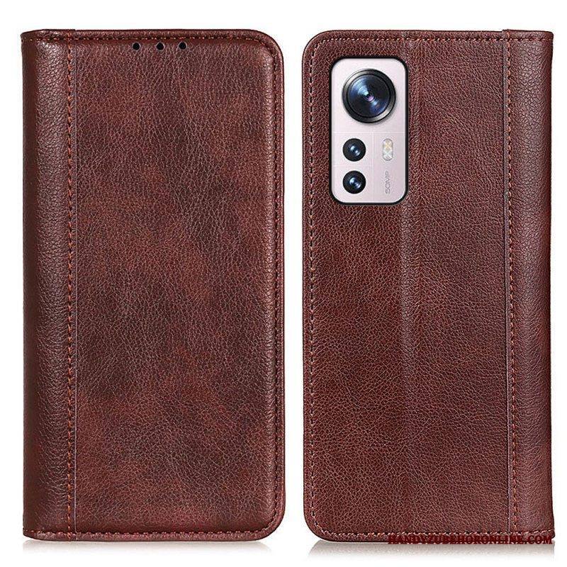 Puhelinkuoret Xiaomi 12 Pro Kotelot Flip Värillinen Versio Haljasnahka