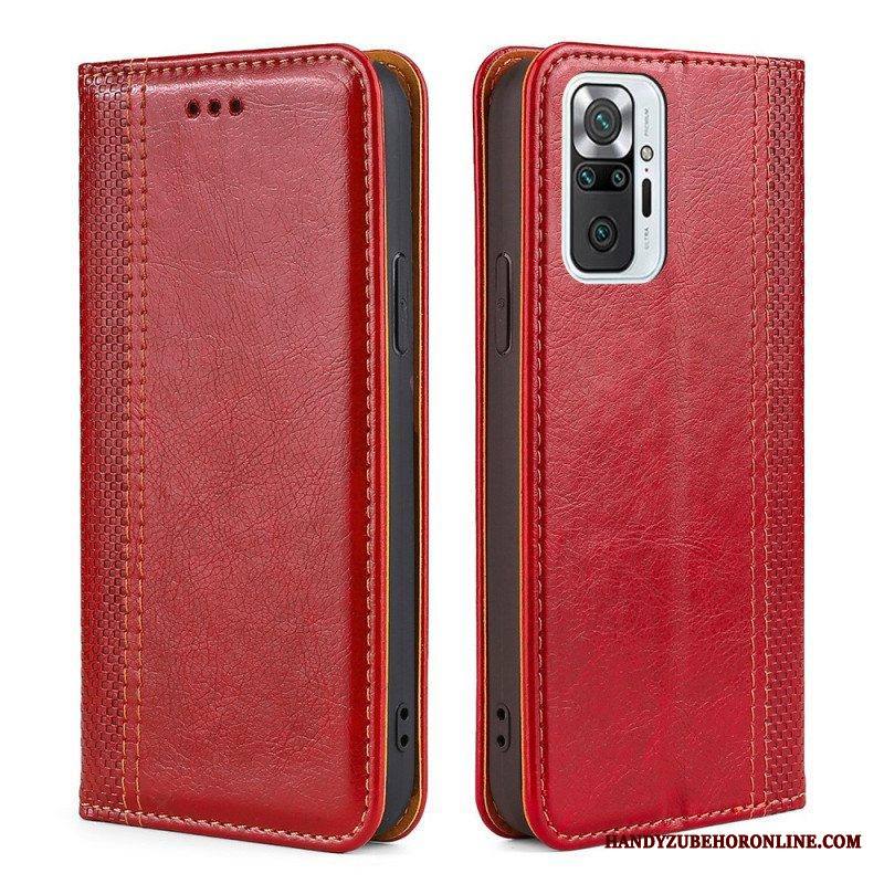 Puhelinkuoret Xiaomi Redmi Note 10 Pro Kotelot Flip Litsi Haljasnahan Ompeleet