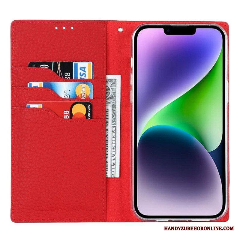 Puhelinkuoret iPhone 14 Plus Suojaketju Kuori Kotelot Flip Aito Litchi-nahkahihna