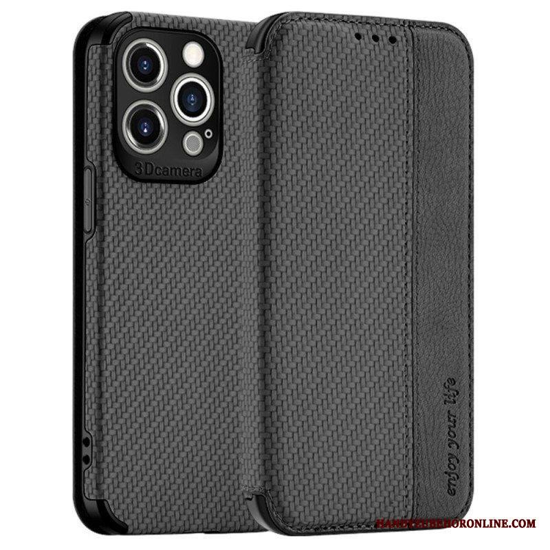 Puhelinkuoret iPhone 14 Pro Kotelot Flip Hiilikuituimukuppilukko
