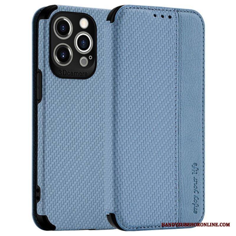 Puhelinkuoret iPhone 14 Pro Kotelot Flip Hiilikuituimukuppilukko