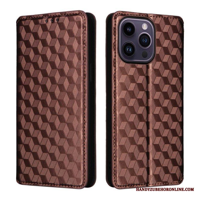 Puhelinkuoret iPhone 15 Kotelot Flip 3d-kuutiot