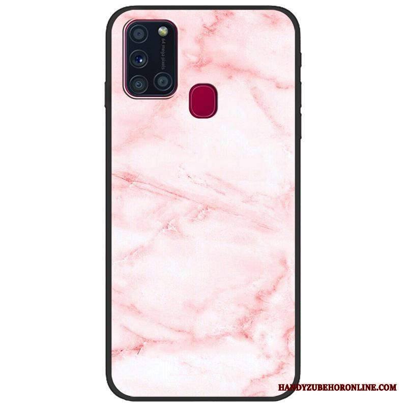 Samsung Galaxy A21s Kuori Maalaus Trendi Musta Pesty Suede Tähti Sarjakuva