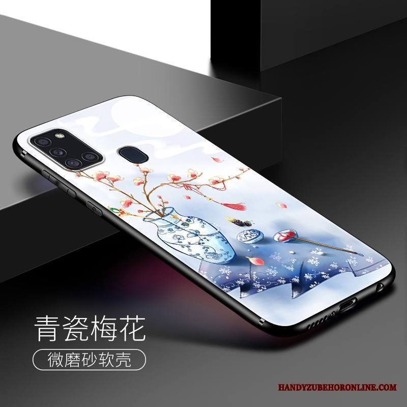 Samsung Galaxy A21s Kuori Taide Yksinkertainen Silikoni Tyylikäs Pesty Suede Jauhe Tuuli