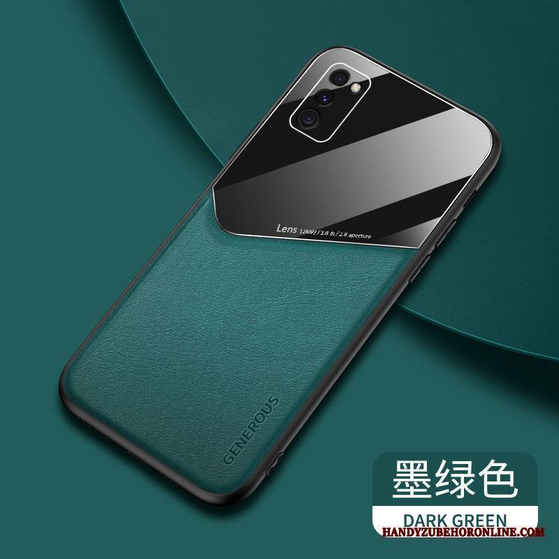 Samsung Galaxy A41 Kuori Lasi Nahka Silikoni Oranssi All Inclusive Kukkakuvio Tähti