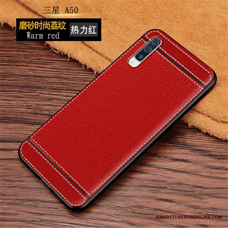 Samsung Galaxy A50 Pesty Suede Suojaus Sininen All Inclusive Nahka Kukkakuvio Kuori
