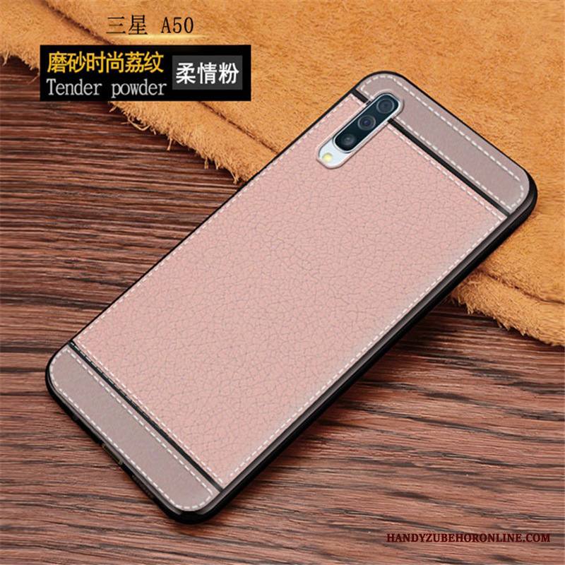 Samsung Galaxy A50 Pesty Suede Suojaus Sininen All Inclusive Nahka Kukkakuvio Kuori
