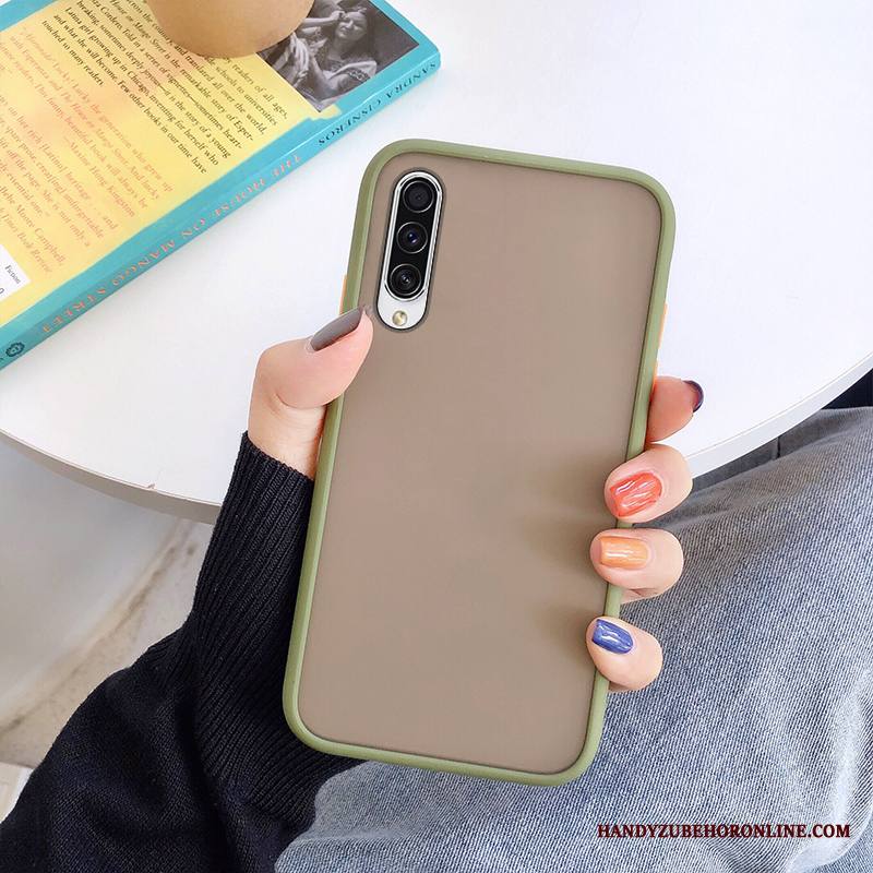 Samsung Galaxy A50s Kuori Yksinkertainen Pesty Suede Luova Musta Murtumaton Tähti Kova