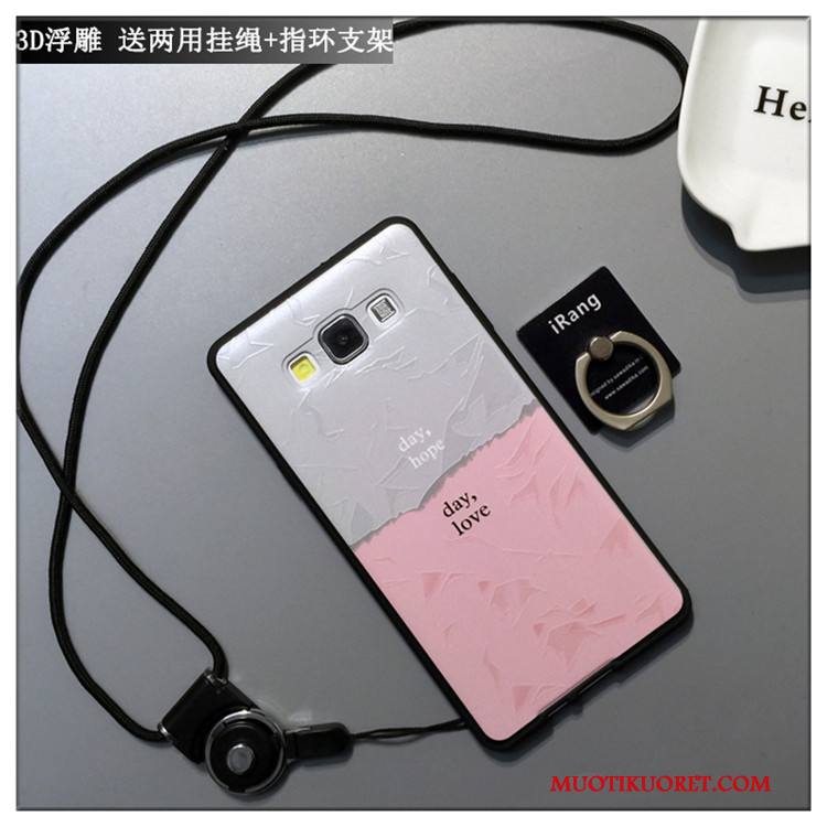 Samsung Galaxy A7 2015 Kuori Pehmeä Neste Sarjakuva Puhelimen Kuoret Valkoinen Jauhe Pesty Suede Yksinkertainen