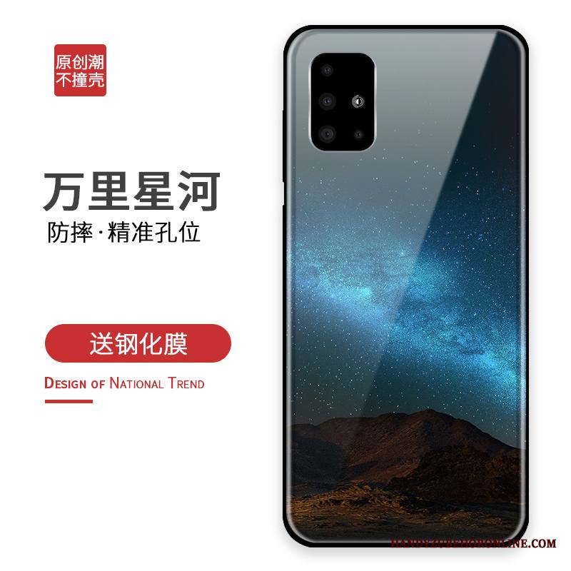 Samsung Galaxy A71 Kuori Suojaus Sininen Luova Puhelimen Kuoret Murtumaton Lasi Kotelo