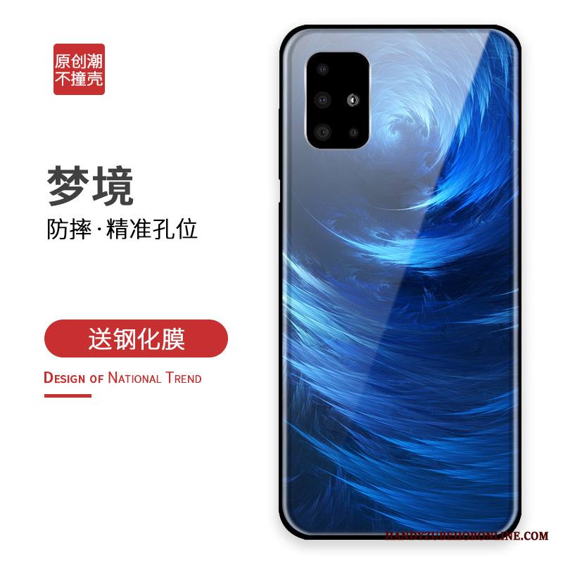 Samsung Galaxy A71 Kuori Suojaus Sininen Luova Puhelimen Kuoret Murtumaton Lasi Kotelo