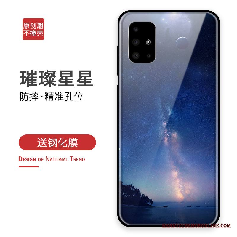 Samsung Galaxy A71 Kuori Suojaus Sininen Luova Puhelimen Kuoret Murtumaton Lasi Kotelo